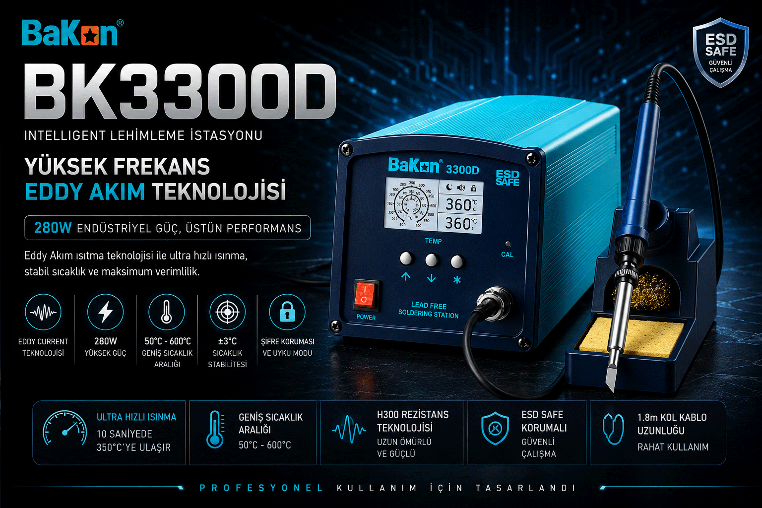 BK3300D 280W lehimleme istasyonu