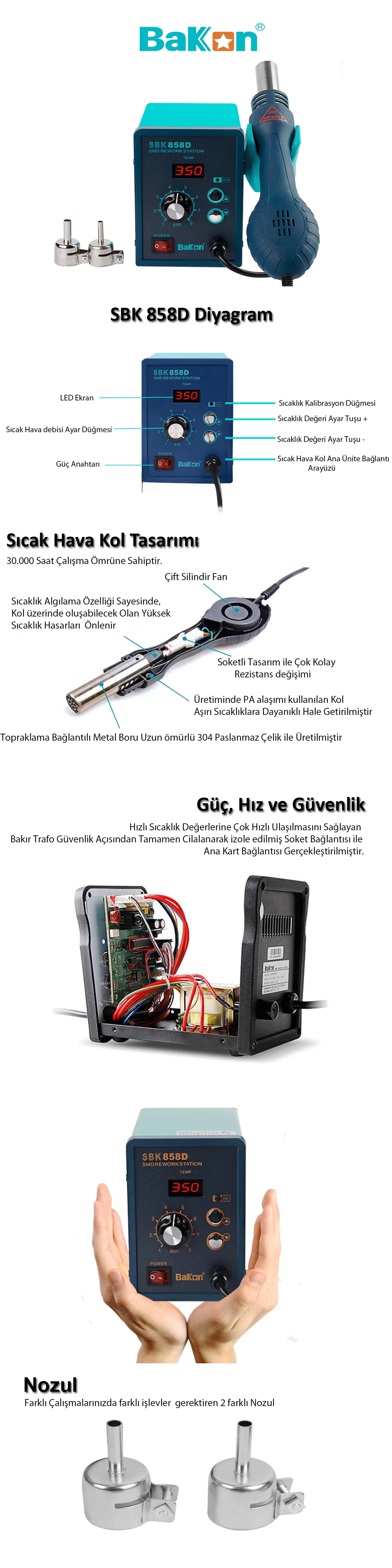 Bakon SBK858D Intelligent Sıcak Hava Havya İstasyonu