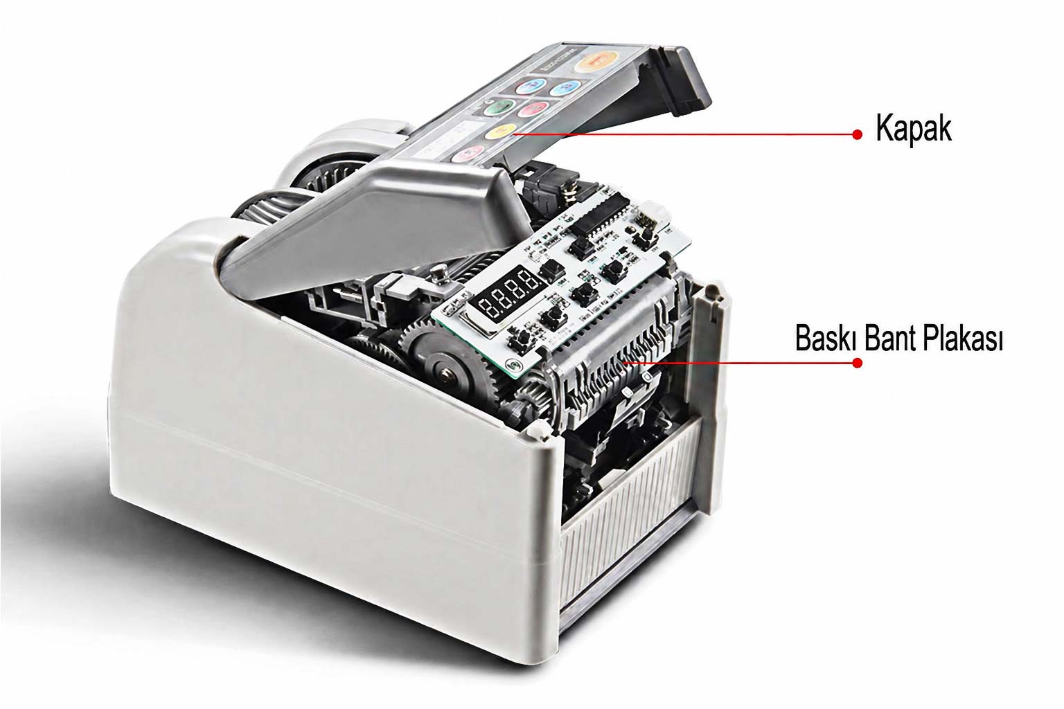 Otomatik bant kesme makinesi kontrol paneli kesici bıçak ve sensör diyagramı