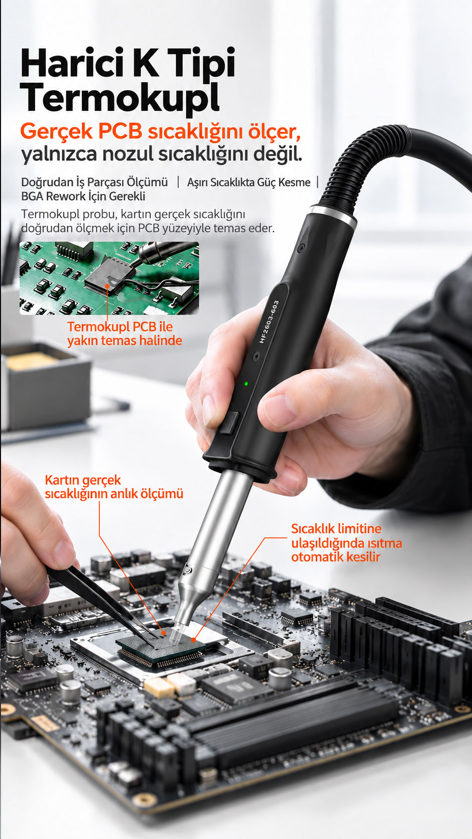 BAKON BK2603 K Tipi Termokupl BAKON BK2603 K tipi termokupl PCB sıcaklık ölçümü