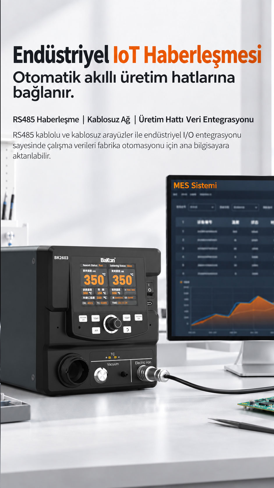 BAKON BK2603 RS485 Haberleşme BAKON BK2603 havya istasyonu RS485 kablosuz haberleşme