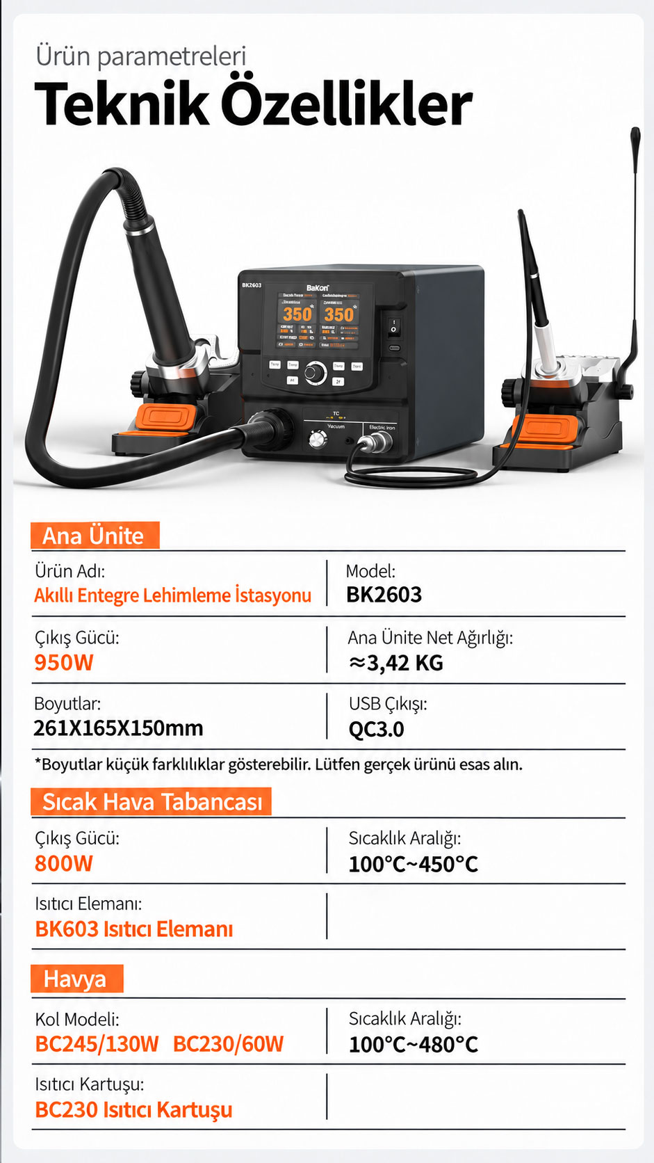 BAKON BK2603 Teknik Özellikleri BAKON BK2603 havya istasyonu teknik özellikleri