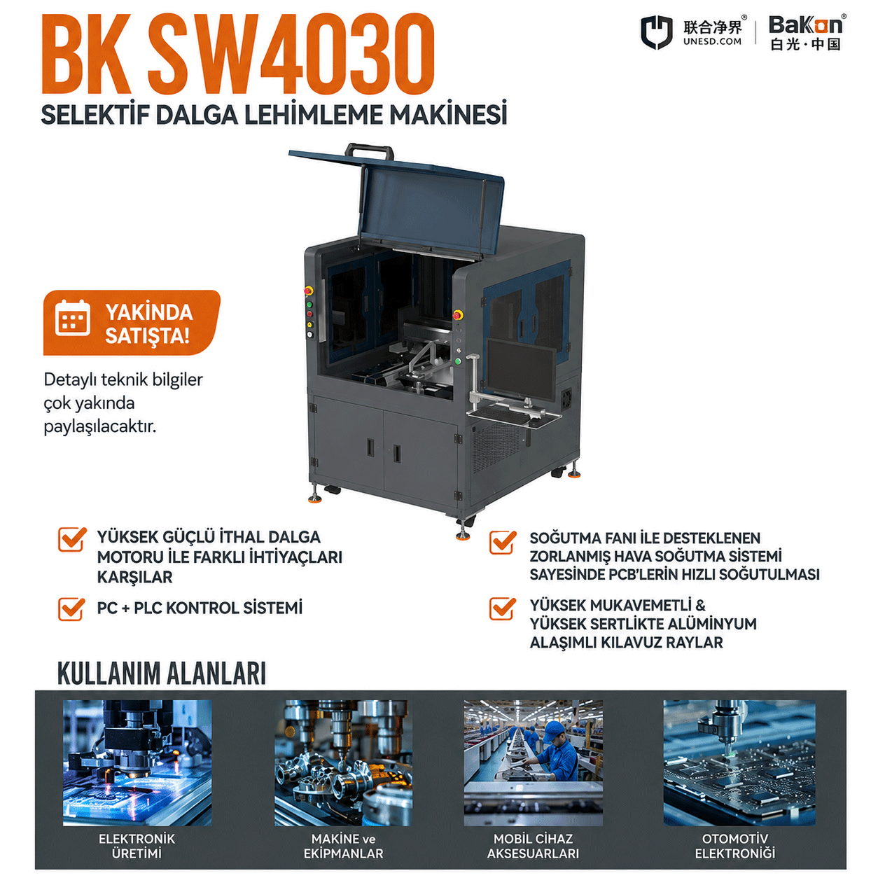 Bakon BK SW4030 Selektif Dalga Lehimleme Makinesi Selektif Dalga Lehimleme Makinesi Bakon BK SW4030
