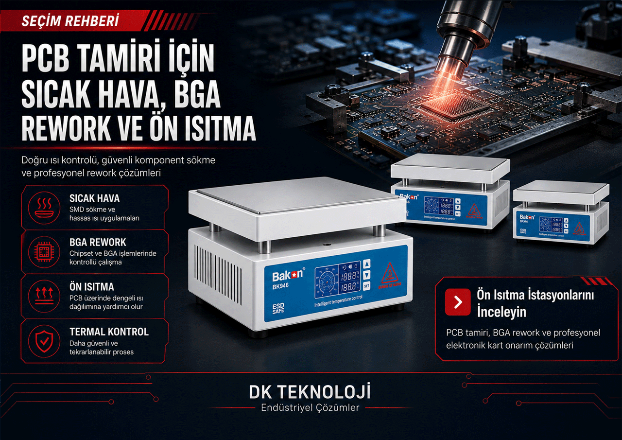 PCB Tamiri: Sıcak Hava, BGA Rework ve Ön Isıtma Rehberi