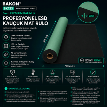 Bakon BK123 ESD Yeşil Örtü 100cm X10 mt Kalınlık:3 mm