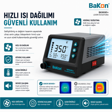 Bakon BK969D+ Intelligent Havya İstasyonu 75W Akıllı T12