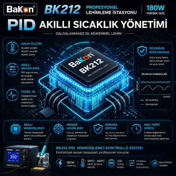 BK212 Profesyonel Lehimleme İstasyonu 180W PID Kontrollü