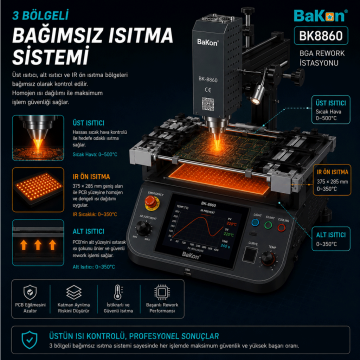 Bakon BK8860 BGA Rework İstasyonu | Profesyonel Chipset Tamir Cihazı
