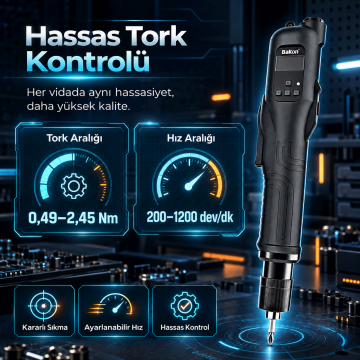 Bakon BK-GD200-25L Akıllı Elektrikli Tornavida – Sayım Özellikli Fırçasız