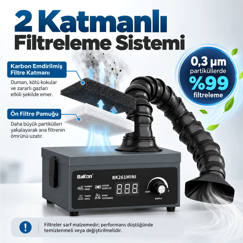 Bakon BK261 MINI Lehim Dumanı Emici / Fume Purifier