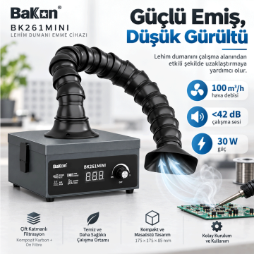 Bakon BK261 MINI Lehim Dumanı Emici Masaüstü Sistem