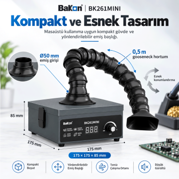 Bakon BK261 MINI Lehim Dumanı Emici / Fume Purifier
