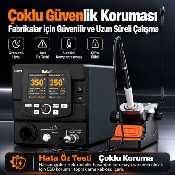 Bakon BK2603 Akıllı 2'si 1 Arada Havya İstasyonu ve Sıcak Hava Rework Sistemi