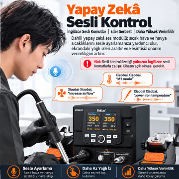 Bakon BK2603 Akıllı 2'si 1 Arada Havya İstasyonu ve Sıcak Hava Rework Sistemi