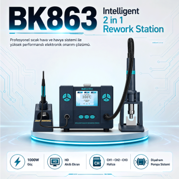 Bakon BK863 Intelligent 2 in 1 Havya İstasyonu 1000 Watt
