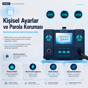 Bakon BK863 Intelligent 2 in 1 Havya İstasyonu 1000 Watt