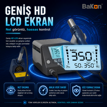Bakon BK881 Intelligent 2 in 1 Havya İstasyonu
