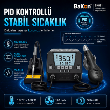 Bakon BK881 Intelligent 2 in 1 Havya İstasyonu