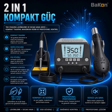 Bakon BK881 Intelligent 2 in 1 Havya İstasyonu
