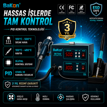 Bakon BK701D Intelligent 2 in 1 Havya İstasyonu