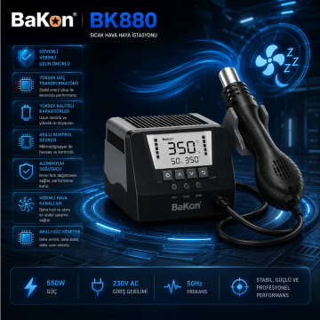 Bakon BK880 Intelligent Sıcak Hava İstasyonu 550 Watt
