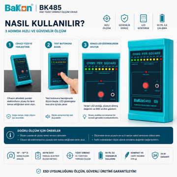 Bakon BK485 ESD Yüzey Direnci Ölçüm Cihazı