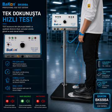 Bakon BK698A ESD Bileklik ve Topuk Bandı Test Cihazı