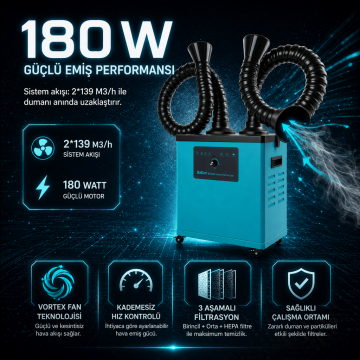 Bakon BK262 ESD Çift Çıkışlı Duman Emici Sistem