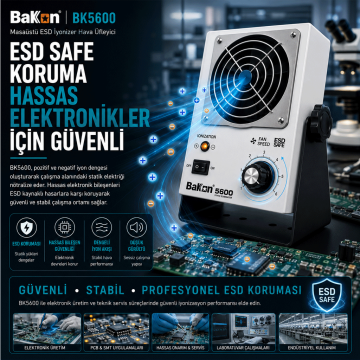 Bakon BK5600 Masaüstü ESD İyonizer Hava Üfleyici