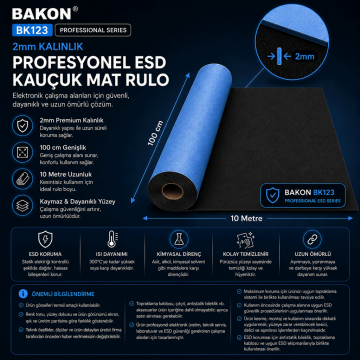 Bakon BK123 ESD Mavi Örtü 100cmX10mt Kalınlık 2mm