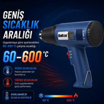 Bakon BK8016 Sıcak Hava Tabancası 1600 Watt