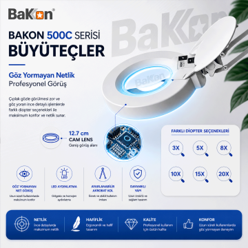 Bakon BK500C LED 15X Akrobat Büyüteç