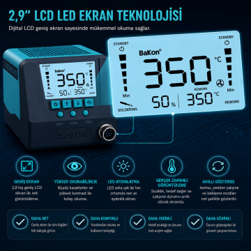 Bakon BK90 Intelligent 90W Akıllı Havya İstasyonu