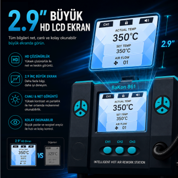 Bakon BK861 Intelligent Sıcak Hava Havya İstasyonu 1000W