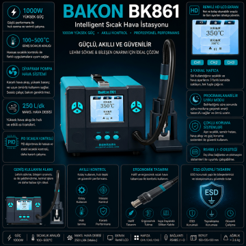 Bakon BK861 Intelligent Sıcak Hava Havya İstasyonu 1000W