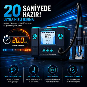 Bakon BK861 Intelligent Sıcak Hava Havya İstasyonu 1000W