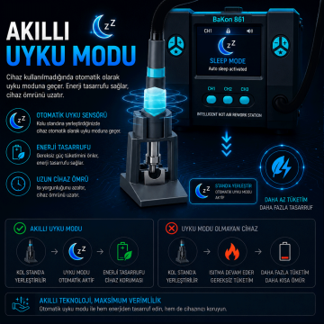 Bakon BK861 Intelligent Sıcak Hava Havya İstasyonu 1000W