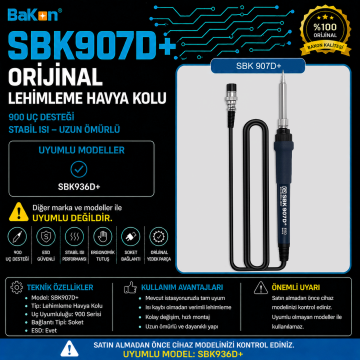 Bakon SBK907D+ Lehimleme Havya Kolu