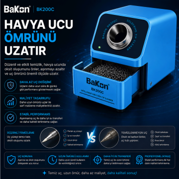 Bakon BK200C Otomatik Havya Ucu Temizleme Cihazı