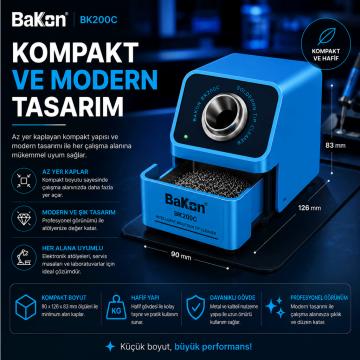 Bakon BK200C Otomatik Havya Ucu Temizleme Cihazı