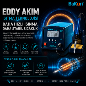 Bakon BK3300D Havya İstasyonu | 280W Intelligent Eddy Akım