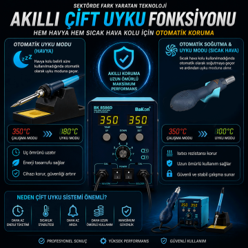 Bakon BK8586D Intelligent 2 in 1 Havya İstasyonu