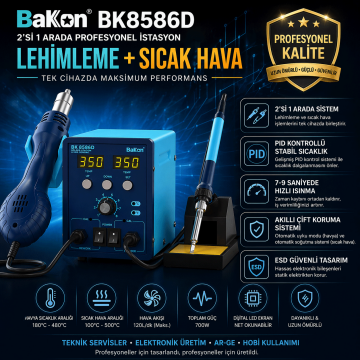Bakon BK8586D Intelligent 2 in 1 Havya İstasyonu