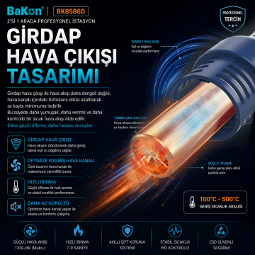 Bakon BK8586D Intelligent 2 in 1 Havya İstasyonu