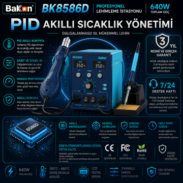 Bakon BK8586D Intelligent 2 in 1 Havya İstasyonu