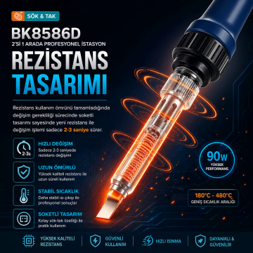 Bakon BK8586D Intelligent 2 in 1 Havya İstasyonu