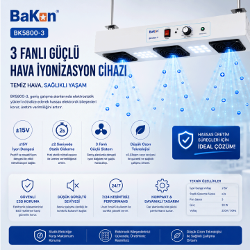 Bakon BK5800-3 Tavan Tipi ESD İyonizer Hava Üfleyici