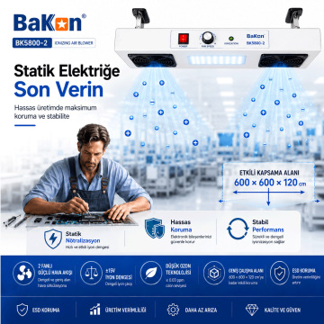 Bakon BK5800-2 Tavan Tipi ESD İyonizer Hava Üfleyici