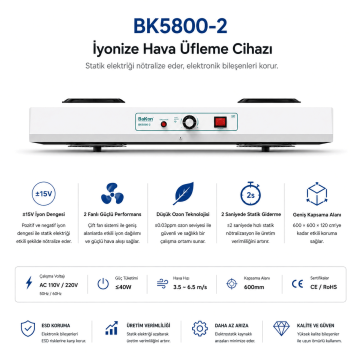 Bakon BK5800-2 Tavan Tipi ESD İyonizer Hava Üfleyici