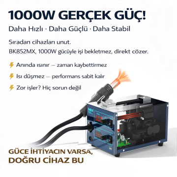 Bakon 852MX C210 Lehimleme ve Sıcak Hava İstasyonu 1000W